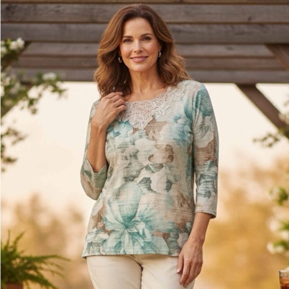 Alfred Dunner Green‎ Boxy Blouse